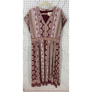 Gal Meets Glam Liza Red Floral Paisley Print V Neck Satin Maxi Dress 16💕